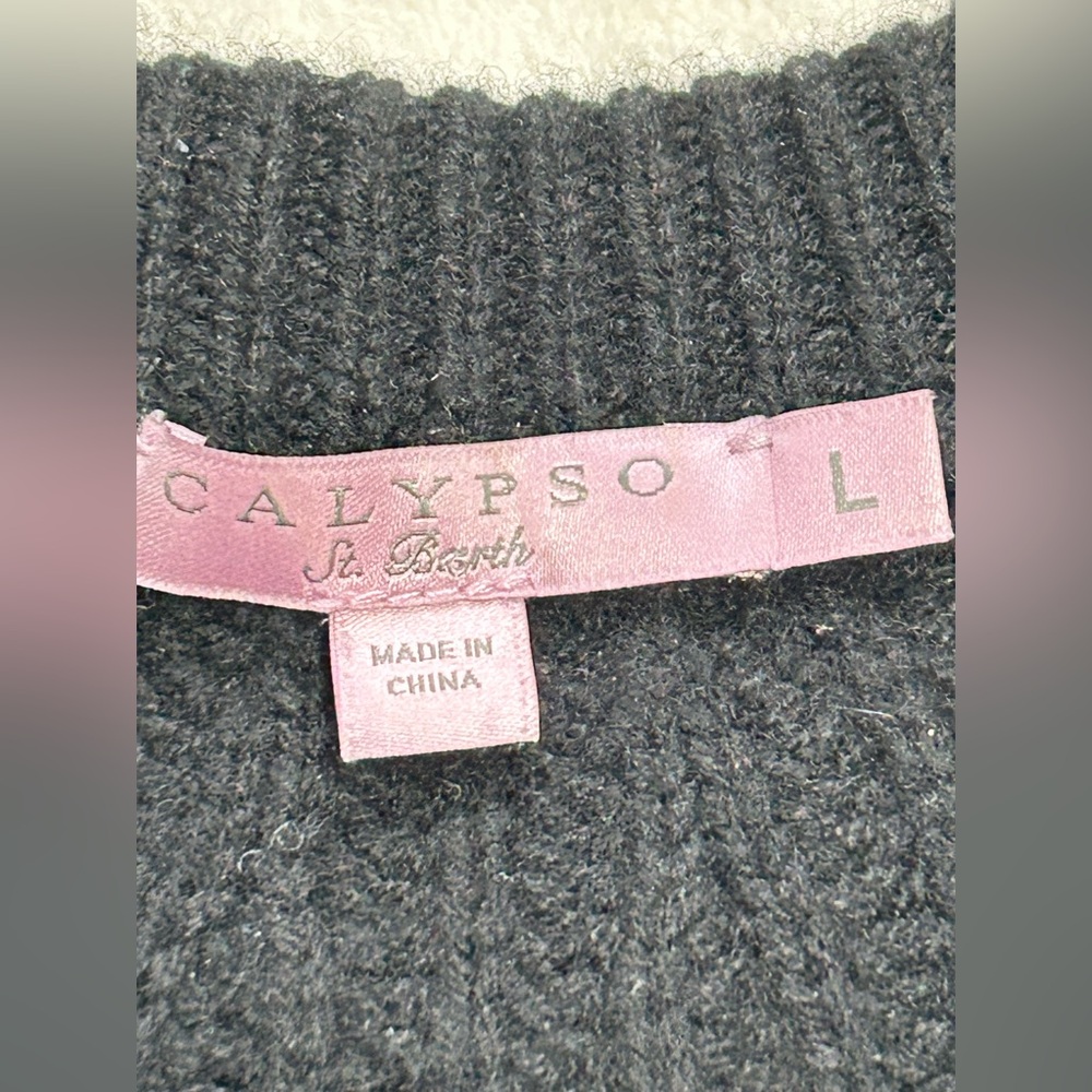 Calypso St Barth Paltina 100% Cashmere Sweater size L Flare Sleeve Crewneck - Picture 4 of 10